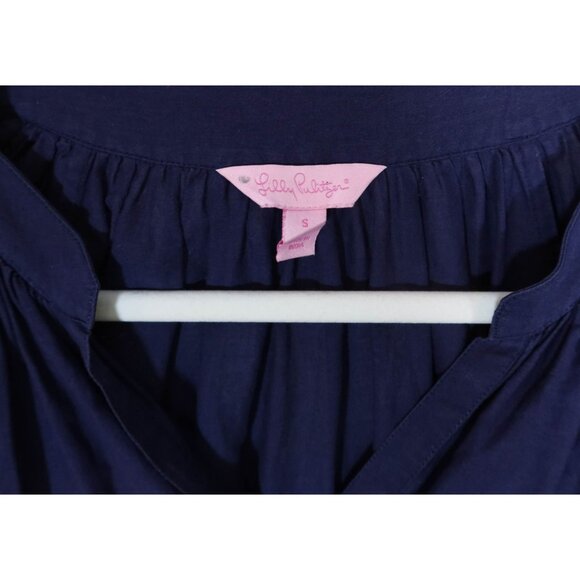 LILLY PULITZER Elsa Eyelet Long Sleeve V Neck Henley Top Size  S Preppy Boho - Picture 5 of 6